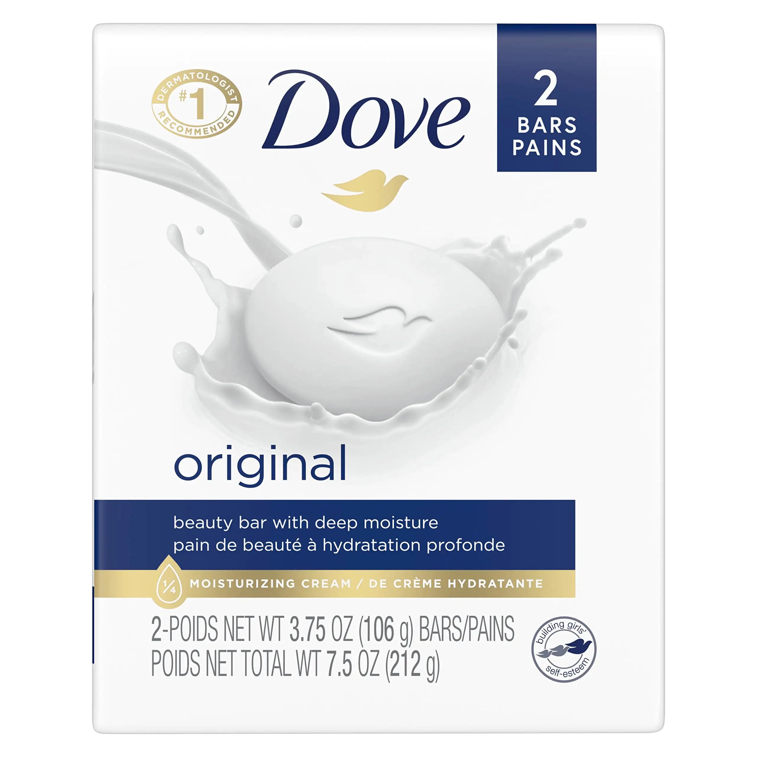 Dove Beauty Bar Gentle Skin Cleanser Moisturizing Cream, 3.75 oz, 2 Bars, Pack of 12 Original 3.75 Ounce (Pack of 12)