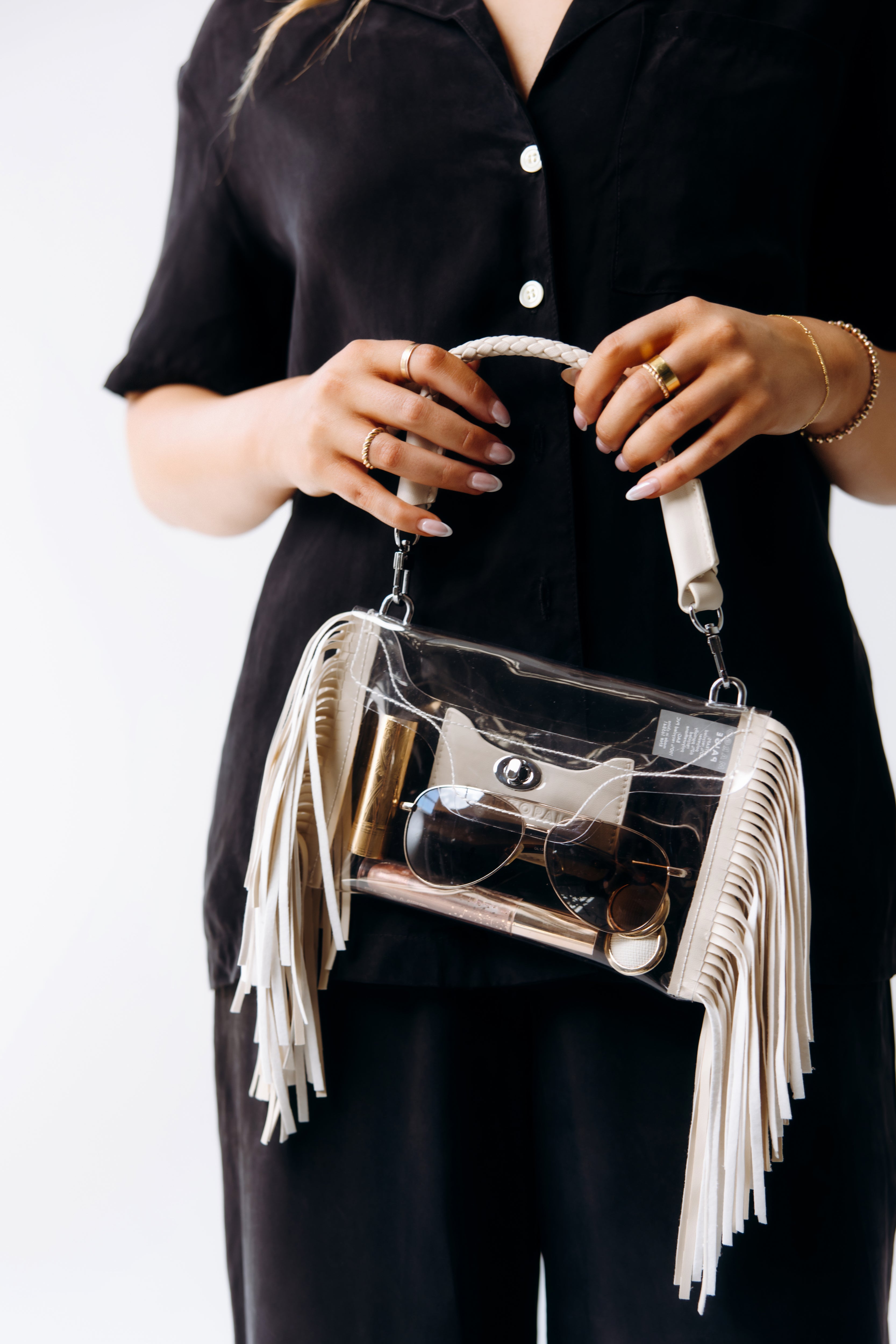 Clear Fringe Crossbody